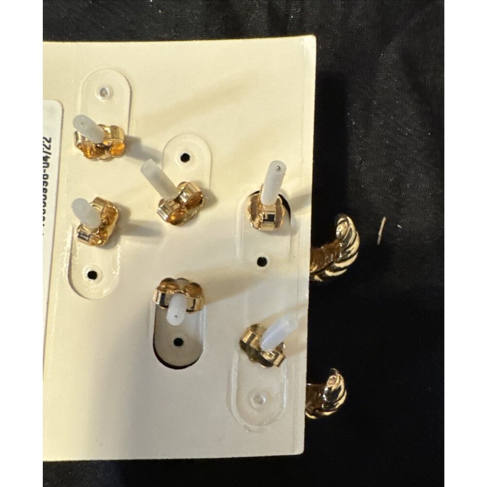 A New Day Nickel Free Gold Color Trio Hoop Huggie Earrings Crawler CZ NEW - Picture 4 of 6